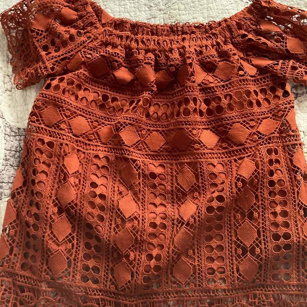 Maurices Terracotta Crochet Dress